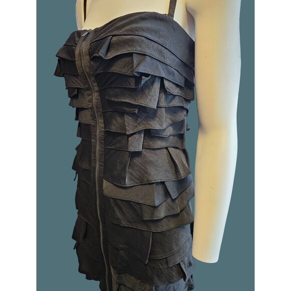 BCBGMAXAZRIA Brandie Tiered Ruffle Mini Front Zip Dress Women Size 4 - Picture 7 of 10